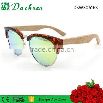 High quality good sale round polarized plastic bamboo sunglasses with 100% natural bamboo temple