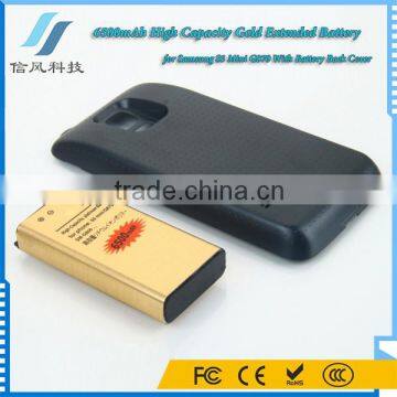 6500mAh High Capacity Gold Extended Battery for Samsung S5 Mini G870 With Battery Back Cover