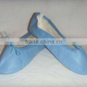 Blue Leather Ballet Shoes For Girls