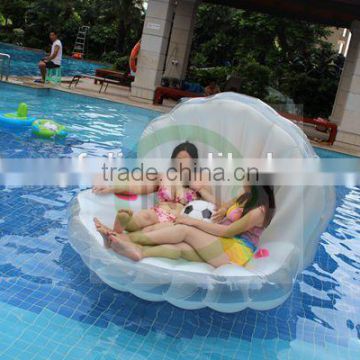 2016 Custom inflatable seashell pool water float mattress toy/inflatable beach bed