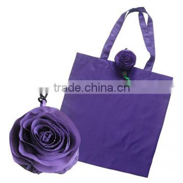 China Alibaba cheap rose flower folding shopping bag, custom made foldable shopping bag