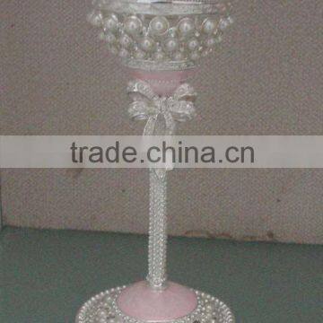 candle holder/candle stand candlesticker metal with pearl decoration oversea market