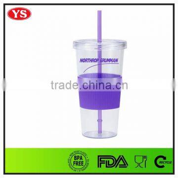24oz Bpa Free Reusable Clear Plastic Cups With Straw