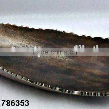 Rough Casted Bronze Finish Aluminium Metal Fruit Candy Bowl Oval