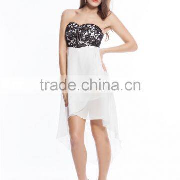 Front Zipper Fashion Ladies Off-shoulder White Party Dresses photo-2