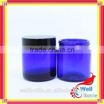 Glass Storage Jar With Cobalt Blue Glass Jars for Luxury Cosmetics Jar GJ596R
