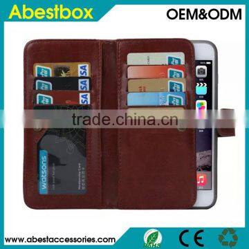 Newest 2 in 1 wallet case with 9 card slots for iphone 6