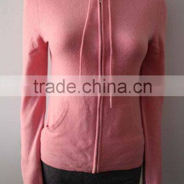 100%cashmere cardigans with zipper, hooded sweater