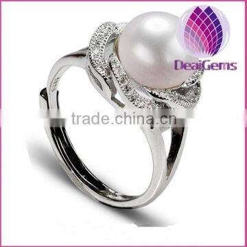 Natural freshwater pearl ring S925 silver plated platinum ypoallergenic