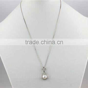 925 Silver White Freshwater Pearl Pendant 9mm AAA Button Freshwater Original Pearl Pendant