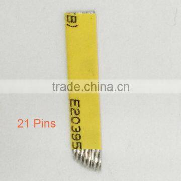 21 Pins Yellow Manual Tattoo Needles Eyebrow Embroidery Manual Needle