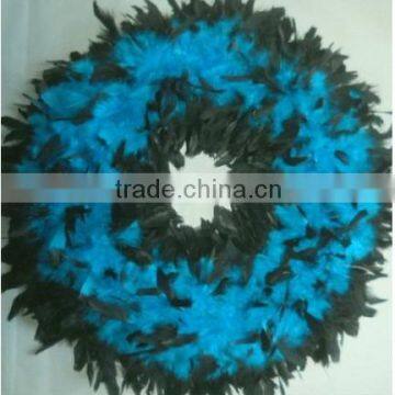 Beautiful Turquoise Feather Wreath with Black Tips