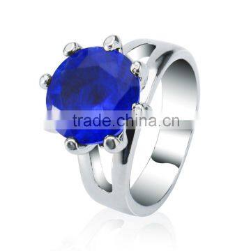 Factory hand made Fashion jewelry 18k white gold plating cz sapphire ring for women girls