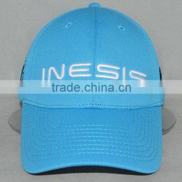 Guangzhou hat factory professional custom 6 panel 100% polyester 3 d embroidery logo light blue Outdoor sports cap