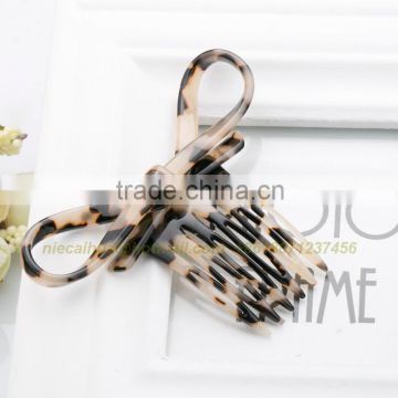 luxury Cellulose Acetate with big Ribbons knot French butterfly Hair Comb Tortoise shell high Quality elegant Hair accessories