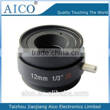 fujian cn aico new products 1/3inch F1.8 fixed iris 12mm mega pixel cctv cs mount lens