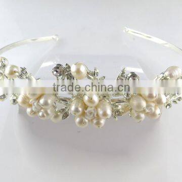 New arrival flower inside pearl crystal tiara