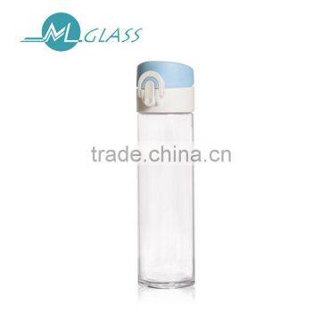 400ml double wall borosilicate glass bottle with colorful lid N6402