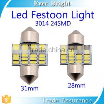 Festoon lights white china 2016 new products 3014 24smd 31mm 28mm led festoon