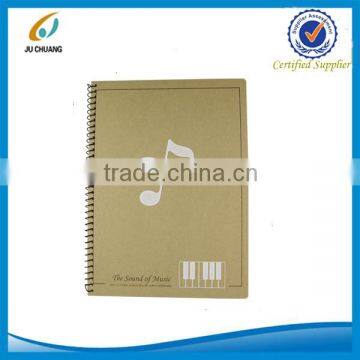 Customized spiral binding school music notebook with recycled kraft cover