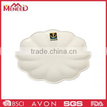 Recycled hotel use unbreakable white flower shape dishes plates