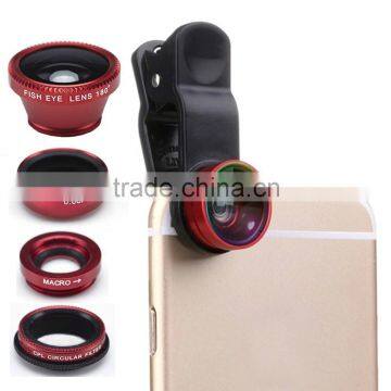 Multi-functional Fisheye Lens+Wide-angle + Macro+CPL Lens Set W/ Clip For Mobile Phones Tablets