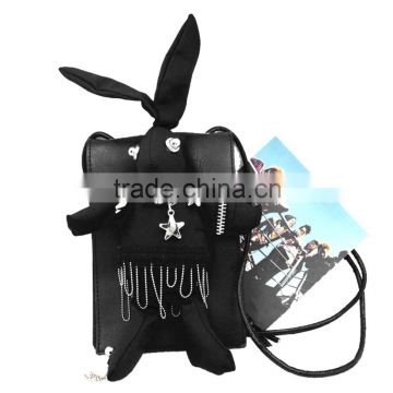 rabbit shape Stylish PU leather drawstring handbag mens shoulder bag woman messenger bag