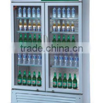 Double door Upright wine beverage coolers Economic vertical double door refrigerated display cabinets Static cooling