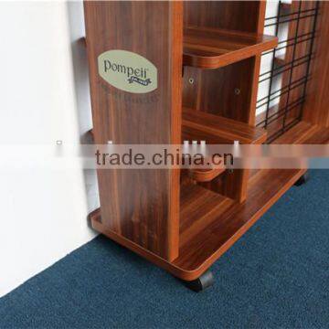 Customized Flooring Detachable 4-tier Wheels Retail Store Wood Display Shelf photo-6