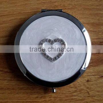 ivory enamel professional makeup mirror with heart decor