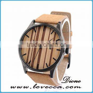 Private Label Your Own Logo Leather Band Wristwatch Wholesale Wood Watch photo-3