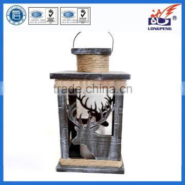 European style wooden christmas deer decorative LED lantern