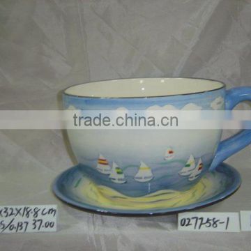 ceramic big cup&saucer bonsai pot SN5345