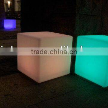 LED 43cm colorful decorative plastic cube chair