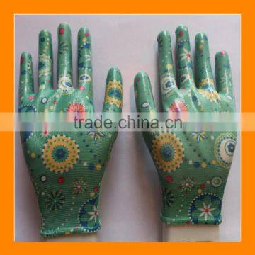 Women's Nitrile Garden Work Gloves Assorted Colors Flat Nitrile Coated Garden Glove photo-4