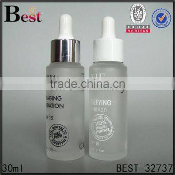 China Hot Products Cosmetic Screen Printing Logo Frosted 30ml Glass Perfume Bottle White pp Dropper Wholesale photo-4