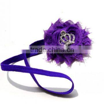 Baby Girls Rhinestone Crown Shabby Chiffon Flower Headband Wholesale photo-4