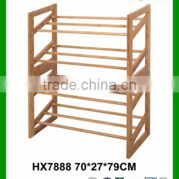 Cheap Eco-friendly 4 Tier Foldable Vertical Bamboo Wood Shoe Rack