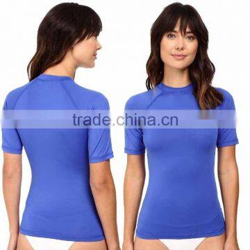 92% polyester 8% spandex UPF 30+ UV protection Crew neck Short raglan sleeve Tee Short Sleeve Women's Neoprene Wetsuit