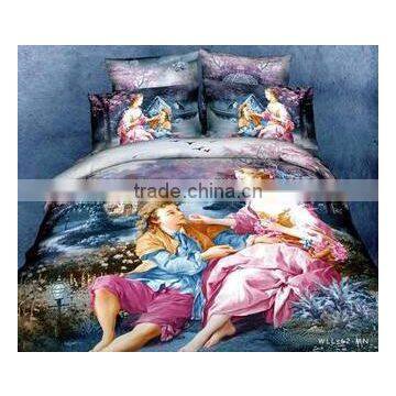 China supplier pretty cartoon printed bed sheet set pure polyster digital printing kids