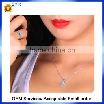 2016 Popular Trendy Jewelry Bridal Wedding Created Aquarine 925 Sterling Silver Necklace Earring Jewelry Sets photo-5