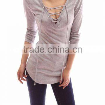 2016 colorful v neck sex women clothing with long sleeve