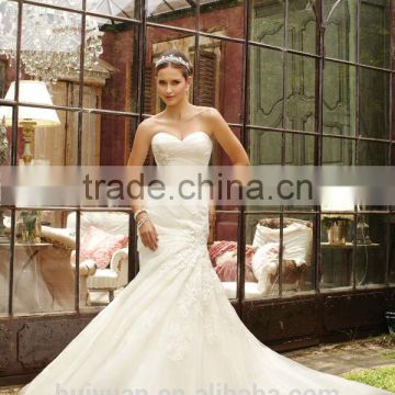 sexy white tulle mermaid strapless wedding dress imported from china