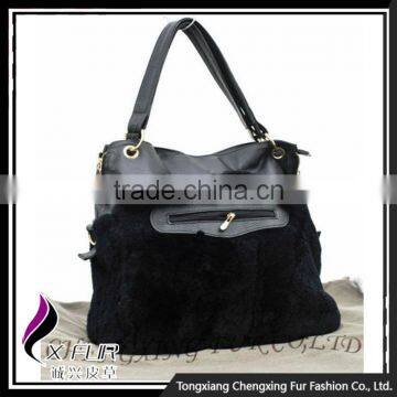 CX-H-50 Good Quality Leather Rex Rabbit Fur Women Bags/Handbag/Hand Bag photo-5