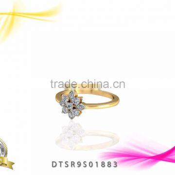 Floral Design Gold Plated Ring with Cubic Zircon