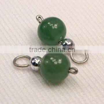 Green Aventurine Stone Silver Bead Charms, Stone Bead Dangles, Jewelry Making Charm 4 Green & Silver Charms