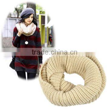 Winter Lady Warmer Knitting Loop Hood Neck Circle Cowl Wool Scarf 8016 photo-2