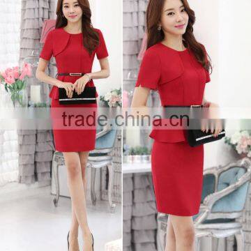 High Quality 2017 Hot Sell Short Sleeve Newest Design Stylish Ladies Suit Hotel Uniform photo-2