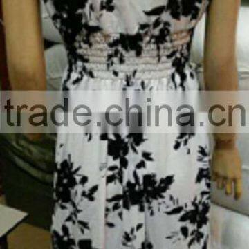 Summer New Style Sexy Printed White and Blue Color Sleeveless Simple Long Dress photo-2