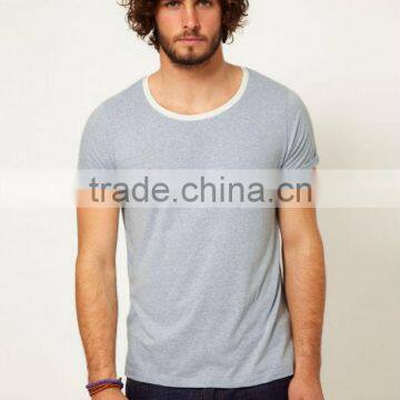 contrast bound crew neck fashion cut tee shirt